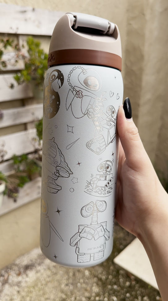 Wall-E and Eve Engraved Owala 32 oz FreeSip Water Bottle