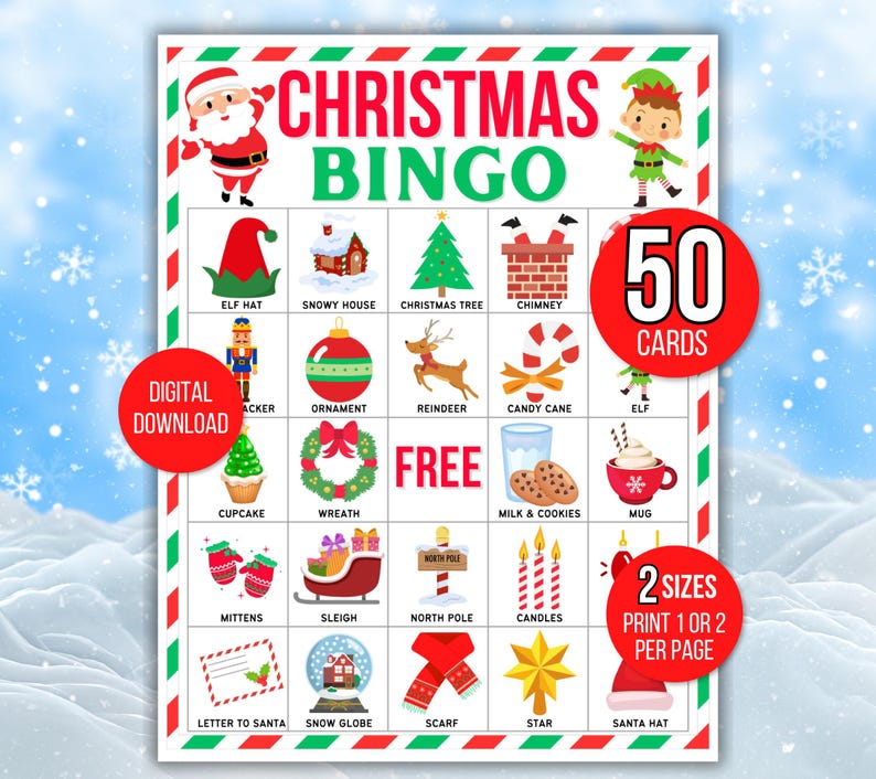 50 Christmas Bingo Cards