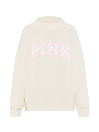 PINK Oversized Mock-Neck Sweatshirt