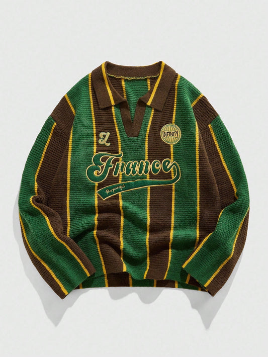 Retro Collared Football Inspired Sweater