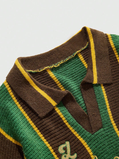 Retro Collared Football Inspired Sweater