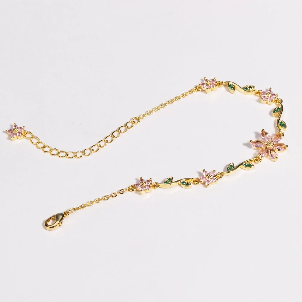 Green Leaf Flower Bracelet