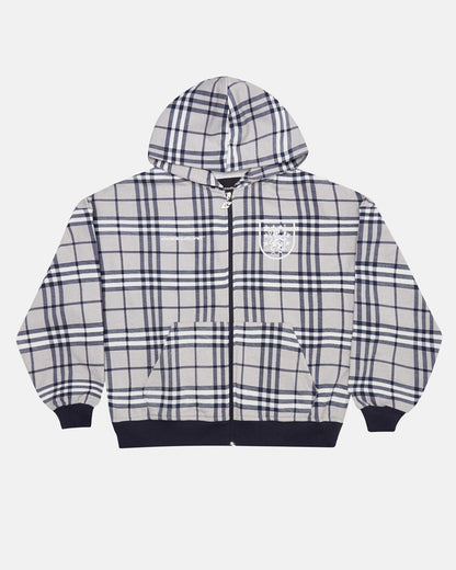 GRID ZIP HOODIE TARTAN DARK BLUE/GREY