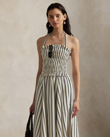 Striped Silk-Blend Dress